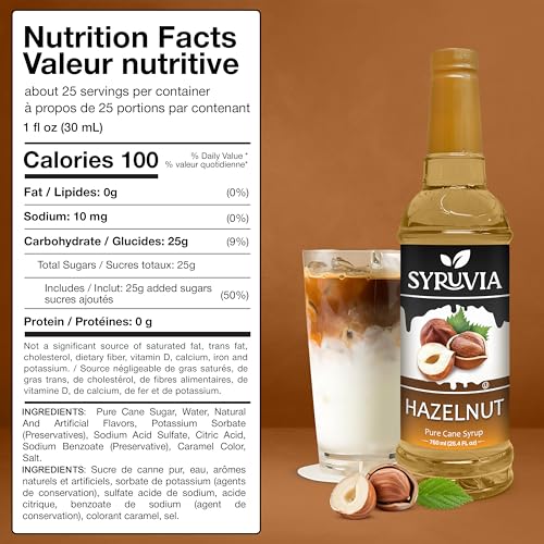 Coffee Syrup Hazelnut Flavored Syrup for Drinks (25.4 Fl Oz)