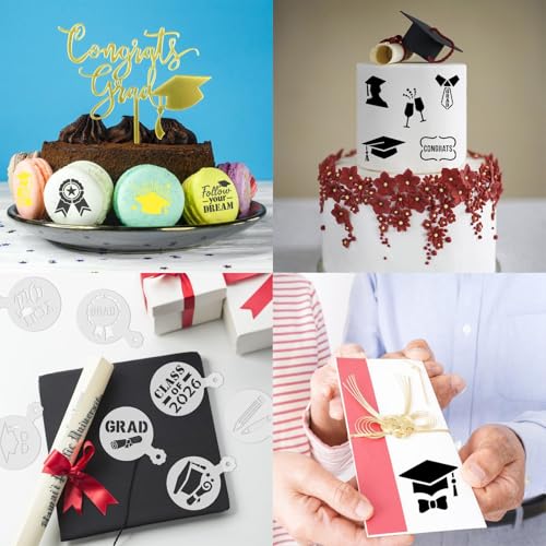 Graduation Cookie Stencils 36 Pcs Class of 2026 Reusable Templates