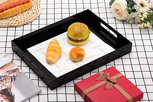 Glossy Black Sturdy Acrylic Serving Tray with Handles