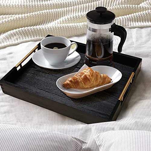 17x13 Inch Wood Serving Tray with Metal Handles