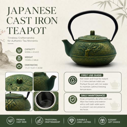30.4oz Small Cast Iron Tea Kettle