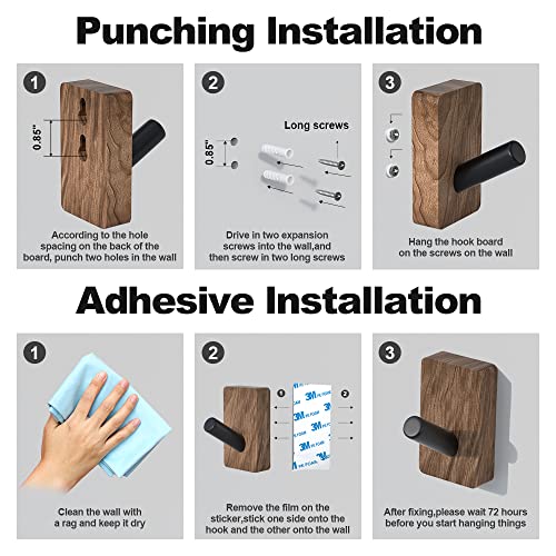 4 PCS Black Walnut Wood Wall Hooks (4 Count)