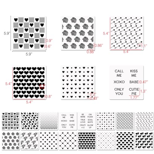 6in Hearts Love Cookie Stencils for Royal Icing (16 Count)