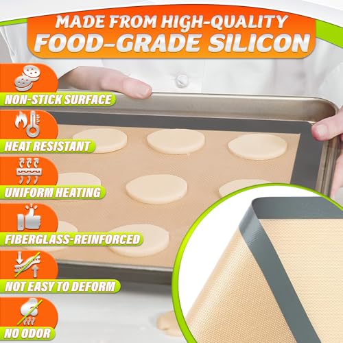 3 Pcs Silicone Baking Mat with Reinforced Edges (3 Count)