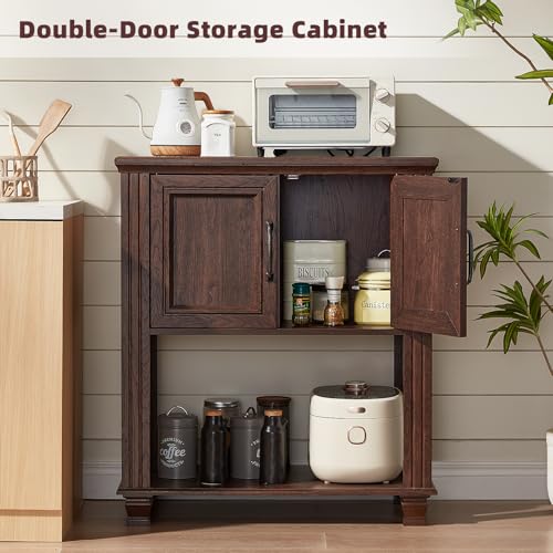 Farmhouse Coffee Bar Cabinet with Open Shelf