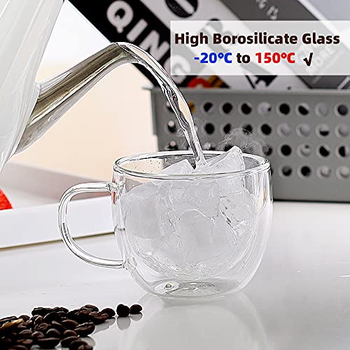 8oz Double Wall Glass Coffee Mugs (4 Count)