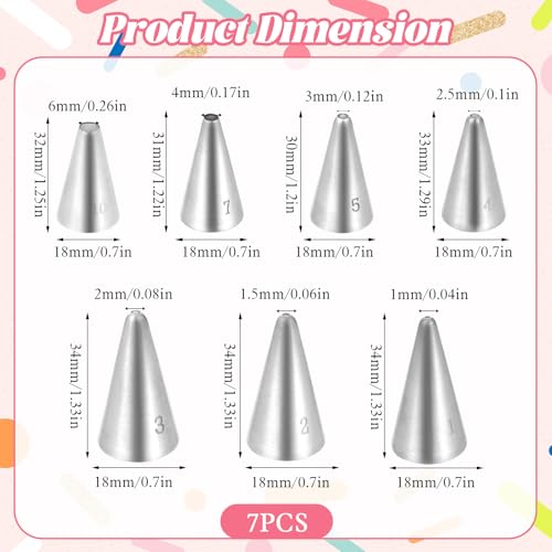 7 Pcs Small Round Piping Tips Set