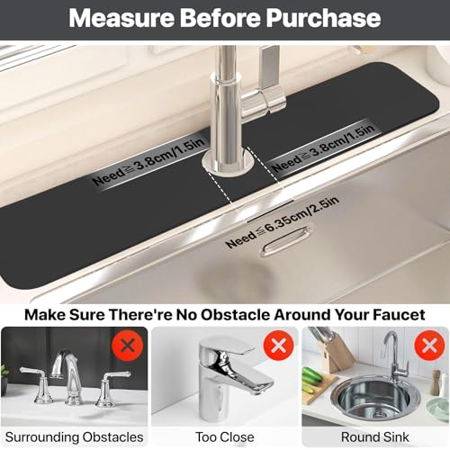 Black Dish Drying Mat + Faucet Mat for Kitchen Sink (2 Count)