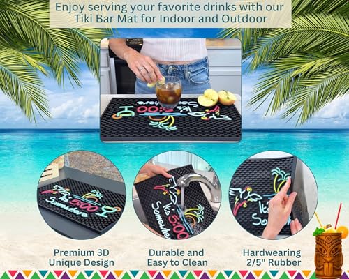 It's 5 00 Somewhere Silicone Tiki Bar Sign Mat 18x12 in