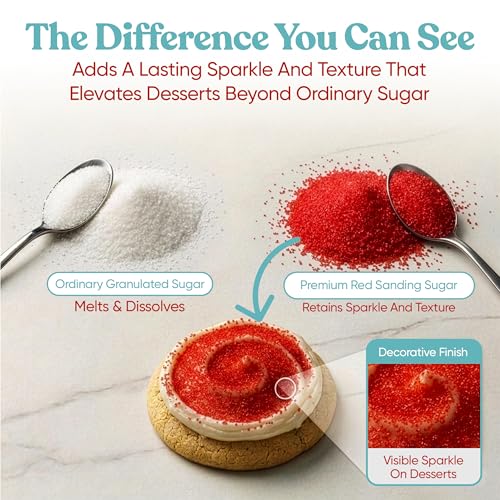 Red Sanding Sugar for Baking & Cookie Decorating (5 Ounce)
