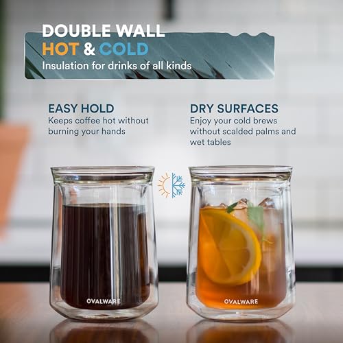 Double Wall Single Lip Insulated Glass Cup (4 Count)