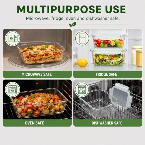 2 Pack Large Glass Storage Containers with Lids 85oz
