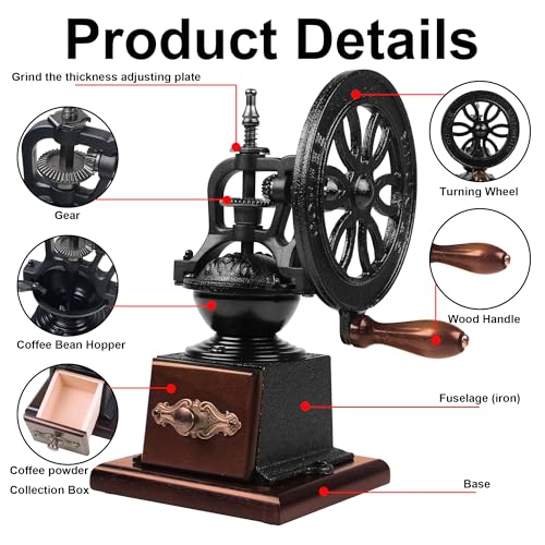 Antique Cast Iron Coffee Grinder Hand Crank Flywheel