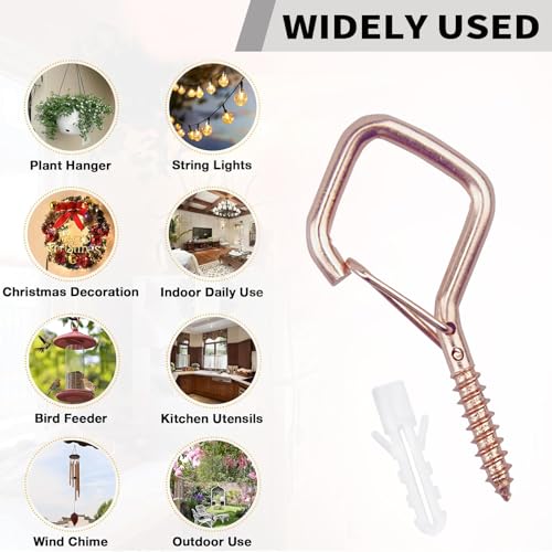 35PCS Eye Screw Hooks for Hanging Heavy Duty with Safety Buckle.Metal Ceiling Hooks for Hanging Plants