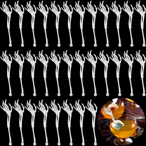 100 Pcs Halloween Swizzle Sticks Skeleton Cocktail Garnish