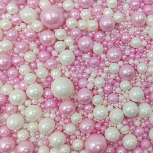 Edible White Pink Sugar Pearls Candy Sprinkles 120G (4.23 Ounce)