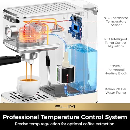 Slim Espresso Machine with Milk Frother for Home Cappuccino