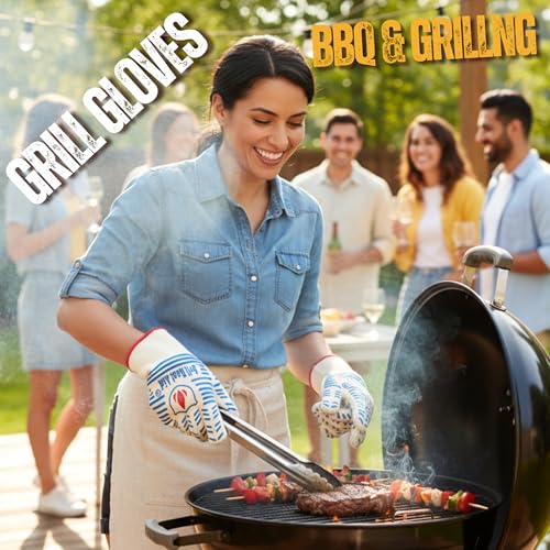 Grill Gloves Heat Proof for Men Grilling BBQ Heat Resistant Gloves (2 Count)