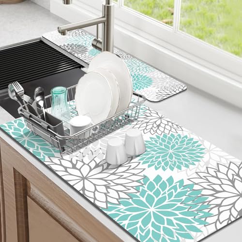 2PCS 17" x 32" Dish Drying Mat & 24" x 5.5" Sink Splash Guard (2 Count)