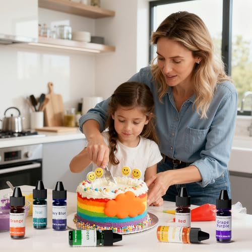 Gel Food Coloring Rainbow Edible Food Dye Set for Baking Royal Icing Cookie Supplies Gluten Free 7x6g Food Grade Liquid Food Color Kit