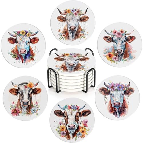 6 Pcs Coasters for Drinks with Holder