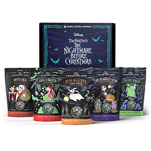 The Nightmare Before Christmas Collector's Box 5 Flavored Coffee Low Acid Medium Roast Arabica Beans Specialty Coffee Gifts For Auto Drip and French Press (20 Ounce)
