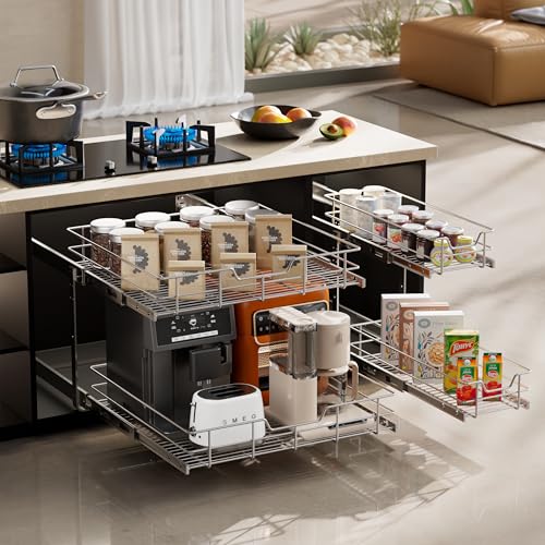 2 Tier Pull Out Cabinet Organizer 15" W X 17" D
