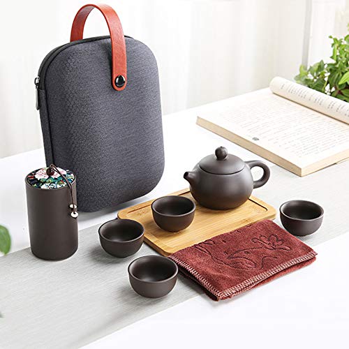 Portable Travel Kungfu Teapot Handmade Tea Set Purple Clay Teapot Ceramic Teapot Teacups