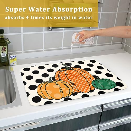 Autumn Pumpkin Dish Drying Mat for Kitchen Counter