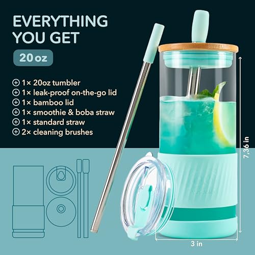Glass Cups With Lids and Straws