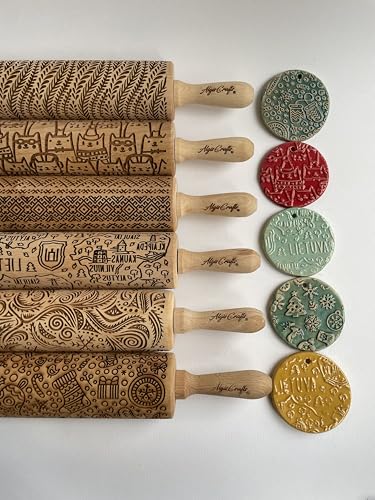 DINOSAURS EMBOSSING ROLLING PIN ENGRAVED with DINOSAURS for EMBOSSED COOKIES JURASSIC ANIMALS TYRANNOSAURUS REX