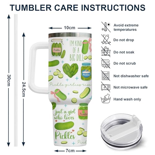 Funny Pickle Just Girl Who 40 oz Tumbler with Handle