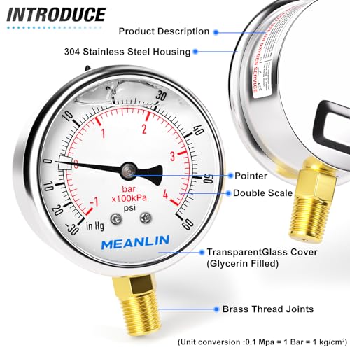 30inHG~60Psi Stainless Steel 1