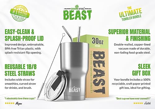 Beast 30 oz Tumbler Stainless Steel Vacuum Insulated Coffee Ice Cup Double Wall Travel Flask