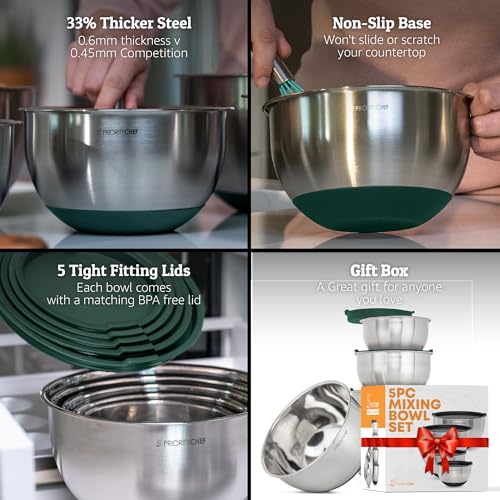 Premium Mixing Bowls With Airtight Lids Set