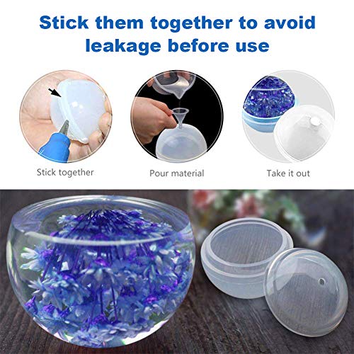 18Pcs DIY Silicone Resin Casting Molds Tools Set Includes 6 Resin Casting Molds Large Clear Silicone Molds 2 Measurement Cup 10 Wood Sticks for DIY Home Decoration