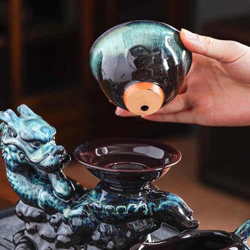 Ceramic Teapot with Infuser Semi Automatic Tea Set Magic Teapot with 8 cups Gradient Color