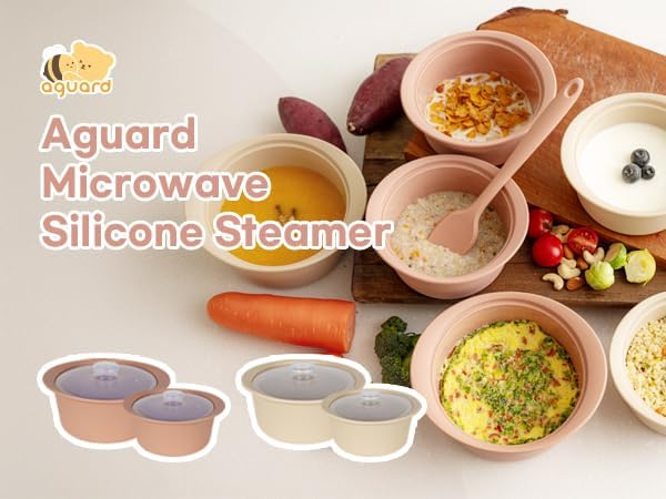 Microwave Silicone Steamer for Baby Food, Made In Korea, Oven & Dishwasher Safe to 482°F, Easy Clean, Microwave Pot with Handle & Lid, 100% Food Grade Steamer Bowl (Terracotta Rose, 27.1oz (800ml)) - Blissbrew