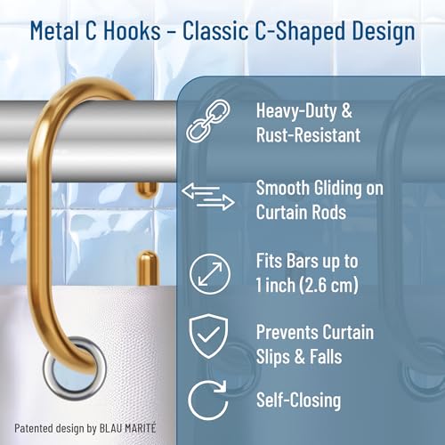 12 Metal Shower Curtain Hooks (12 Count)