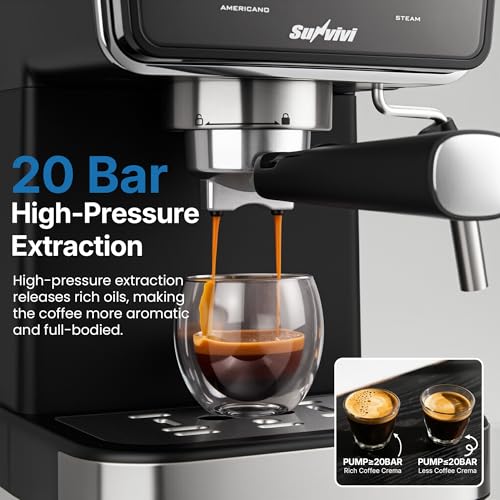 20 Bar Espresso Machine with Detachable Milk Frother