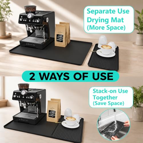 2-in-1 Coffee Mat & Dish Drying Mat Coffee Bar Mats for Countertop Station