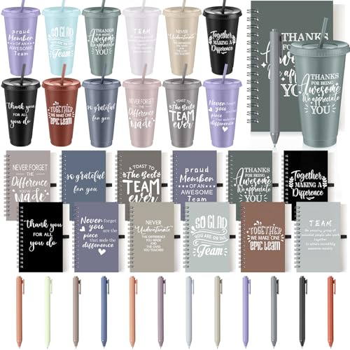 36 Pcs Employee Appreciation Gifts Bulk 24 oz Thank You Tumbler with Lid and Straw Mini Spiral Notebooks and Pens Appreciation Gifts for Team Employee Coworkers Teacher (36 Count)