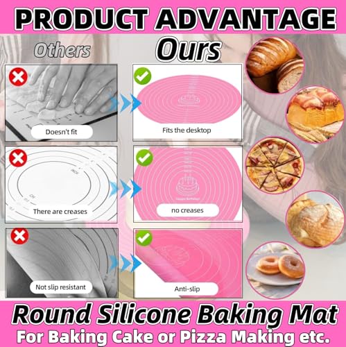 Silicone Baking Mat Cake Mat Silicone Cake Mat Silicone Baking Mat with Measurements for CakeTurntable Stand Non
