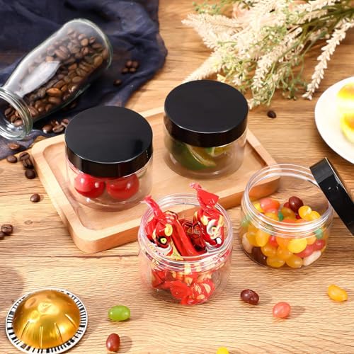 4 Pcs Plastic Jars Wide Mouth with Lids
