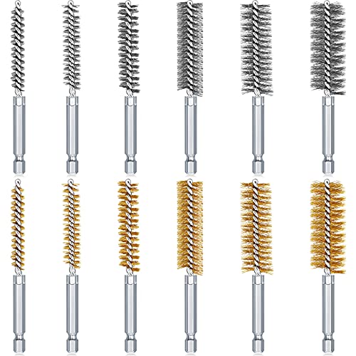 24 Pieces Bore Brush for Drill Wire Bore Brush Set Wire Cleaning Set Stainless Steel Cleaning for Power Drill Impact Driver