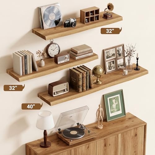 Wood Floating Shelves Live Edge 32” Set of 2 (2 Count)