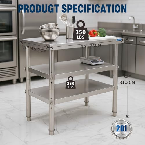 Stainless Steel Table Commercial Stainless Steel Prep Table 18 x 30 Inch