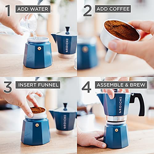 Milano Stovetop Espresso Maker Moka Pot 3 espresso Cup (6 Count)