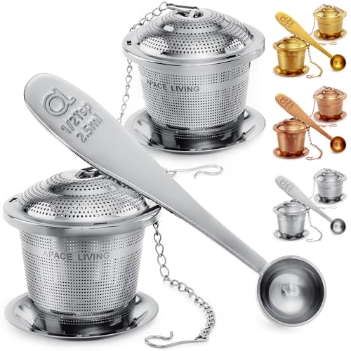 Tea Infuser Set of 2 with Tea Scoop & Drip Trays