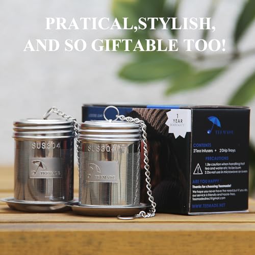 Tea Filter Cooking Infuser with Extra Fine Mesh Tea Ball Strainers Threaded Connection 304 Stainless Steel with Extended Chain Hook to Brew Loose Leaf Tea